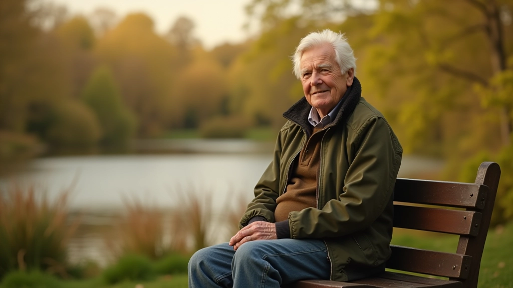 Person sitting on wooden bench in parkland, resting during outdoor walk, peaceful natural landscape in background