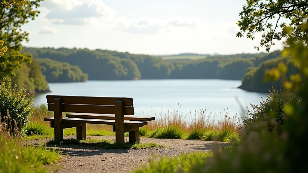 Comfortable outdoor seating area overlooking lake
